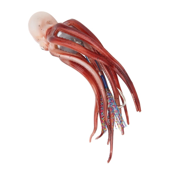 300g Red TPE Artificial Squid Octopus Fishing Lure with Concealed Hook and Compressed Ink Cartridges for Sea Fishing