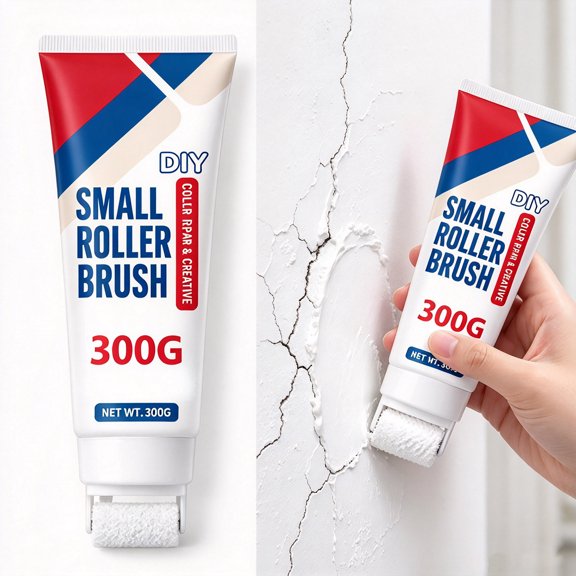 300g,Wall Repair Paste Roller,Easy To Use, All-In-One Wall Repair Paste with Roller Brush,Roller Wall Repair Paste for Stains, Graffiti, Footprints