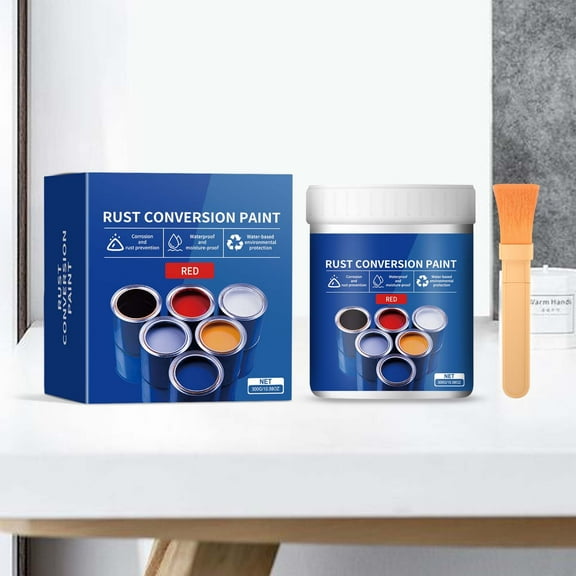 300g Weatherproof Rust Converter Paint For Metal,Rust Remover for Metals and Primer,Water-Based Industrial Anti-Rust Metallic Paint with Brush