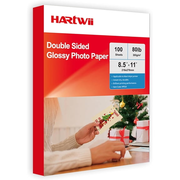 300gsm Double Sided Glossy Thick Heavyweight Photo Paper 80LB 100 Sheets 8.5x11 Inches for Inkjet Printer and Dye Ink