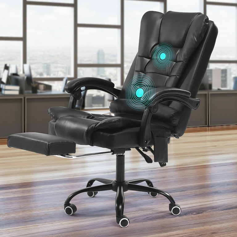 300lb Massage Office Chair Executive PU Leather Computer Desk Chair 135  Degree Reclining Ergonomic Gaming Chair with Footrest 