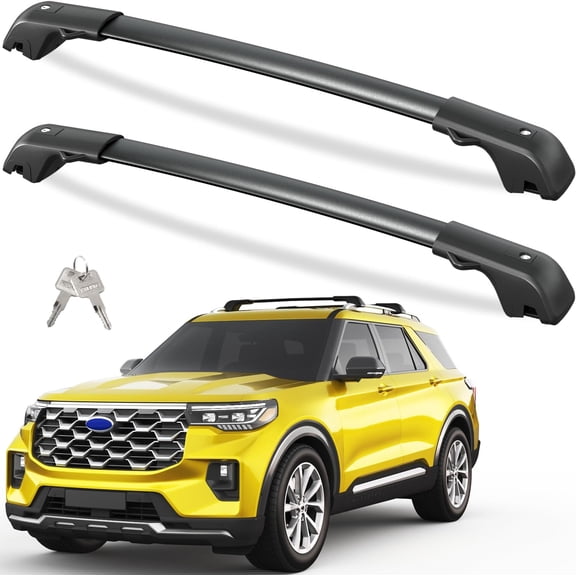 300lbs Lockable Roof Rack Cross Bars Compatible with Ford Explorer 2020-2026, Heavy Duty Aluminum Anti-Theft Metal Lock Roof Rails Crossbars Rooftop Cargo Bars Luggage Racks Carrier