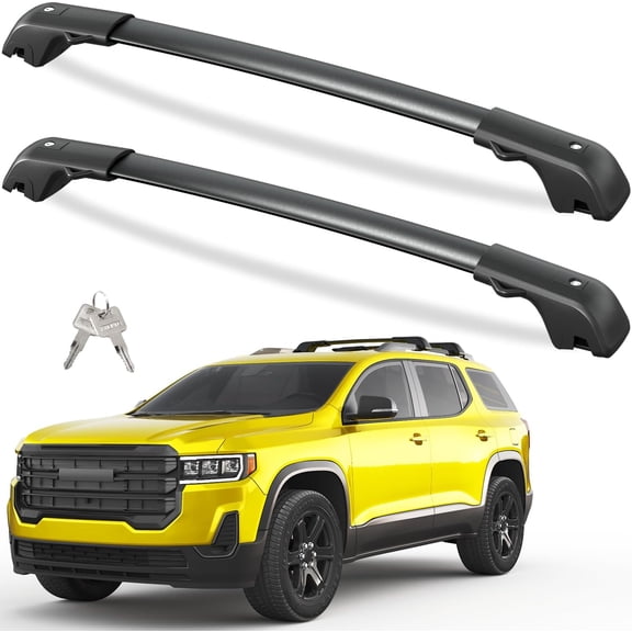 300lbs Lockable Roof Rack Cross Bars Compatible with GMC Acadia 2017 2018 2019 2020 2021 2022 2023(with Raised Rails)，Heavy Duty Anti-Theft Aluminum Roof Crossbars Rooftop Luggage Carrier