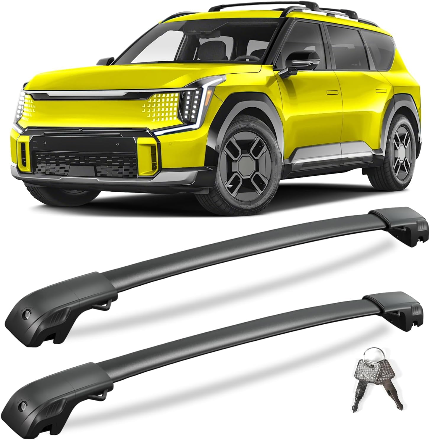 300lbs Lockable Roof Rack Cross Bars Compatible with Kia EV9 2024-2026 ...