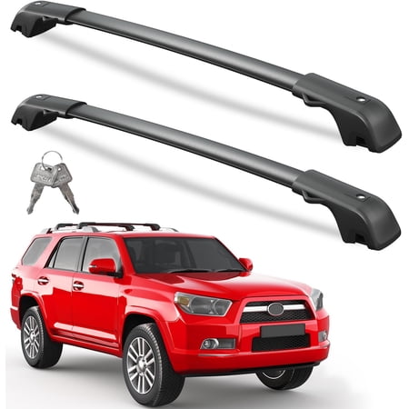 300lbs Lockable Roof Rack Cross Bars Compatible with Toyota 4Runner 2010-2024 with Side ROOF Rails, Heavy Duty Aluminum Roof Rails Crossbars Cargo Canoe Black Rooftop Cargo.