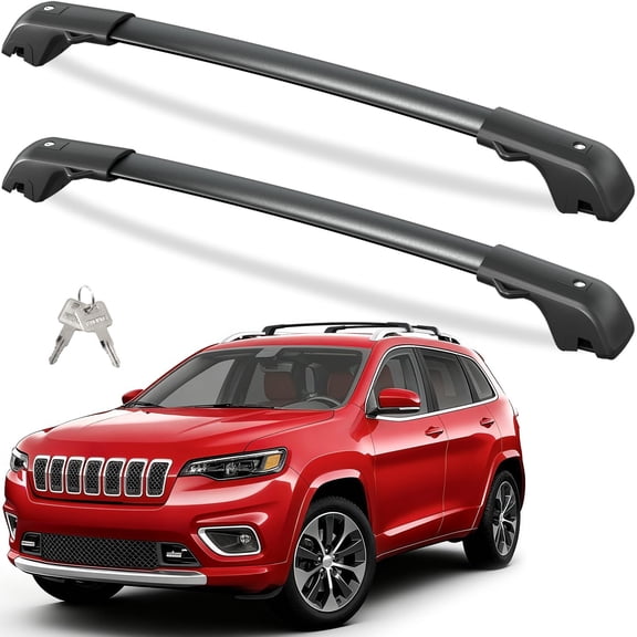 300lbs Roof Rack Cross Bars Compatible with Jeep Cherokee 2014-2023, Lockable Heavy Duty Aluminum Anti-Theft Metal Lock Roof Rails Crossbars Rooftop Cargo Bars Luggage Racks
