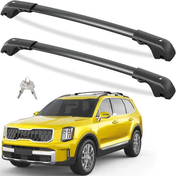 300lbs Roof Rack Cross Bars Compatible with KIA Telluride 2023 2024 2025 X-PRO & X-LINE with Raised Side Rails, Lockbale Heavy Duty Anti-Theft Aluminum Roof Rails Crossbars Rooftop Cargo Bars