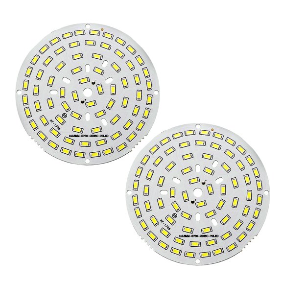 300mA 36W 72 LEDs 5730 Chip Aluminum Board Pure White 115mm Dia 2pcs