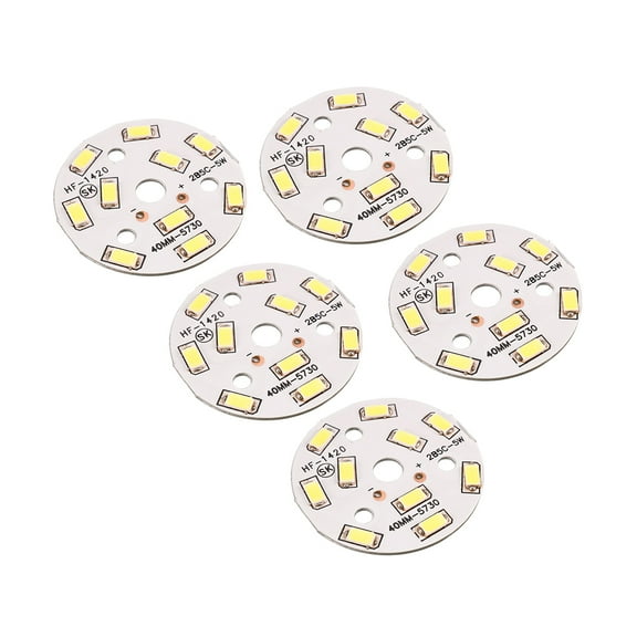 300mA 5W 10LEDs 5730 Chip Module Aluminum Board Pure White 40mm Dia 5pcs