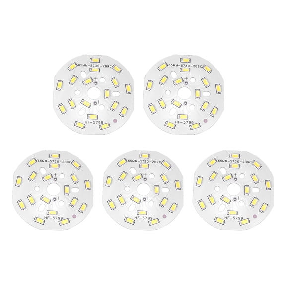 300mA 9W 18LEDs 5730 Chip Module Aluminum Board Pure White 65mm Dia 5pcs