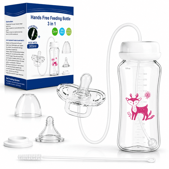 300ml Baby Bottle with Free Speech Function, Smart Talking Baby Bottle with Voice Recording Playback, Interactive Feeding Gift for Newborns Infants Toddlers
