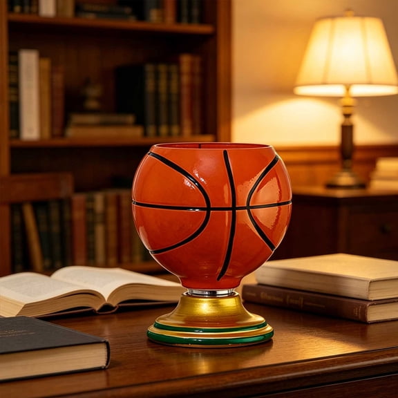 300ml Basketball Shaped Ceramic Cup, Novelty Sports Themed Mug with Trophy Base
