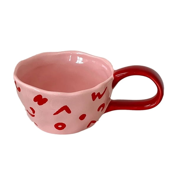 300ml Ceramic Mug Ceramic Irregular Hand Pinched Red Letter Coffee Cup