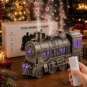 300ml Christmas Train Diffuser, 2 Color LED Dual Mist Modes Christmas Train Air Diffuser Aromatherapy Humidifier with Remote Control, 2/8 Hours Auto Shut-Off