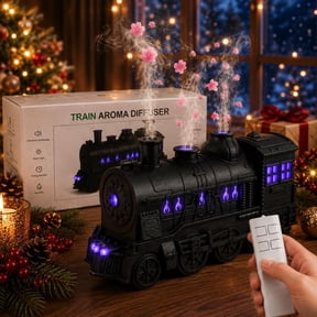 300ml Christmas Train Diffuser, 2 Color LED Dual Mist Modes Christmas Train Air Diffuser Aromatherapy Humidifier with Remote Control, 2/8 Hours Auto Shut-Off