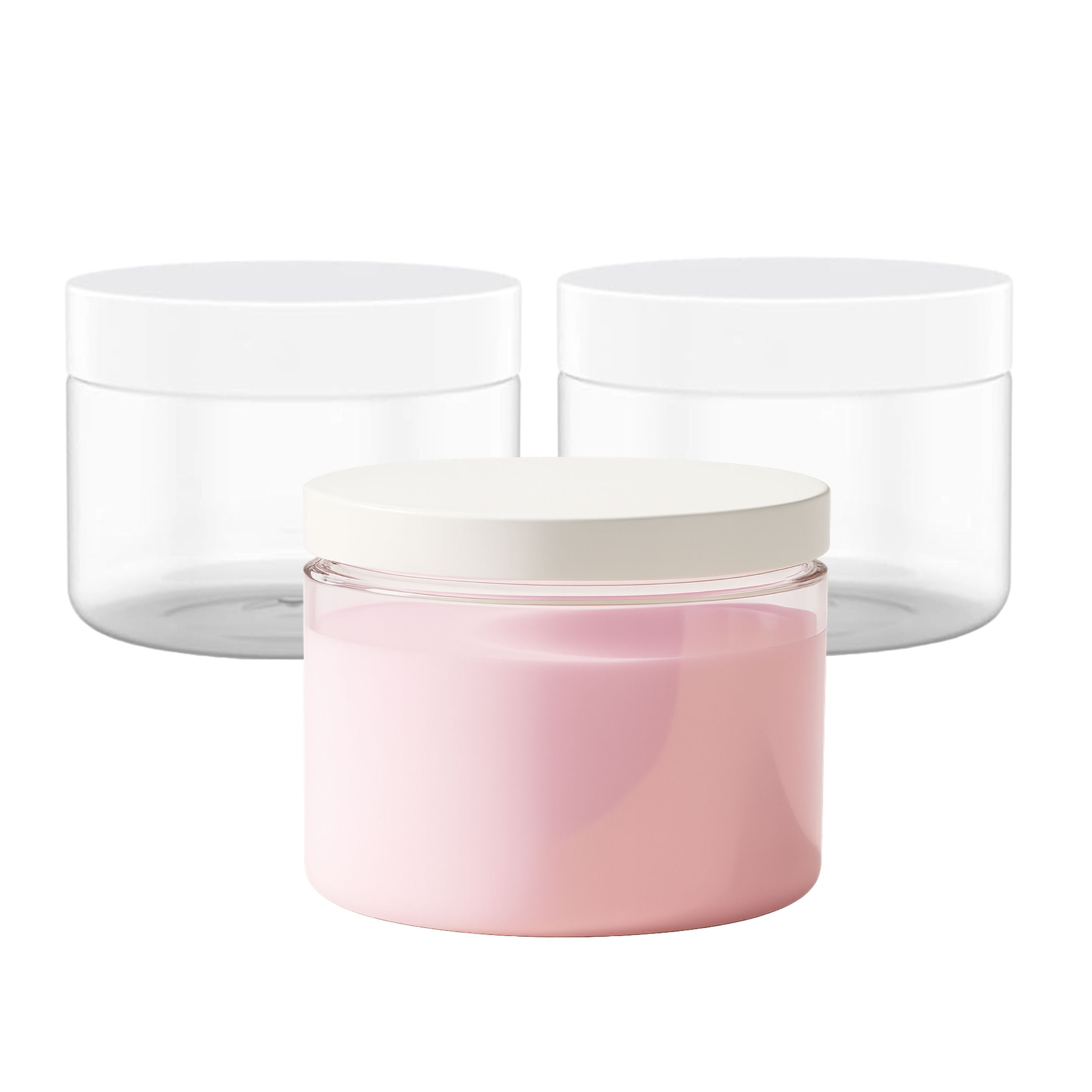 300ml Clear Plastic PET Jar with Leak Proof Flat Lid Refillable Storage Container for Lotion Cream Cosmetics Beauty Supplies Food DIY Crafts (60)