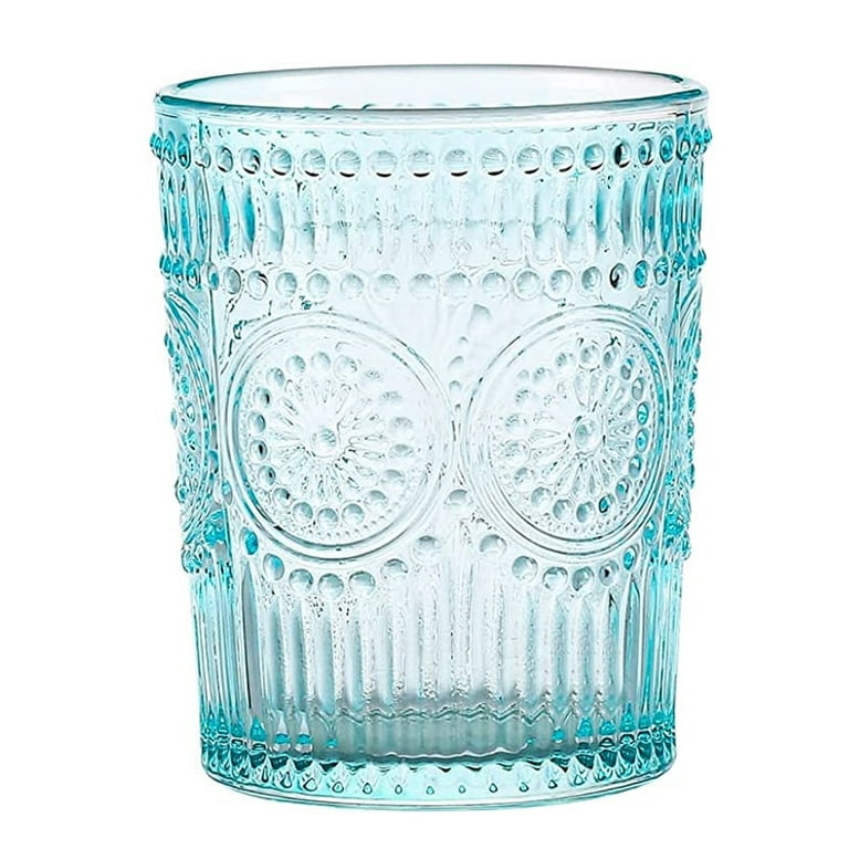 Drinking Glasses 300ml Romantic Water Glasses Tumblers Heavy Duty Vintage  Glassware Set for Whisky Juice Beverages