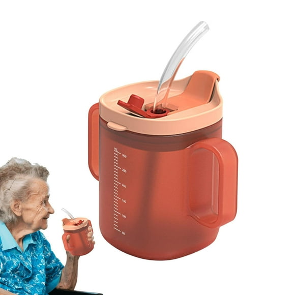300ml Elderly Spill Proof Cups - 1/2pc Unspillable Cup With 2 Handles | Feeding Cup