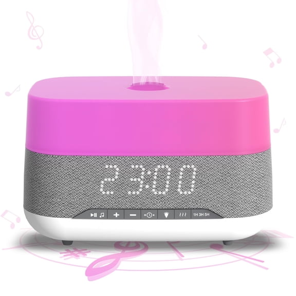 300ml Essential Oil Diffuser with Bluetooth Speaker & Alarm Clock | Auto Shut-Off, Colorful Night Light, Timer for Bedroom, Office, Yoga(White)