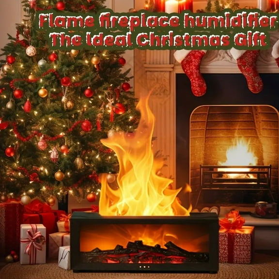 300ml Fake Fireplace Diffuser Essential Oil Large Flame Fire Aroma Diffuser With 7 Color LED Night Light For gift