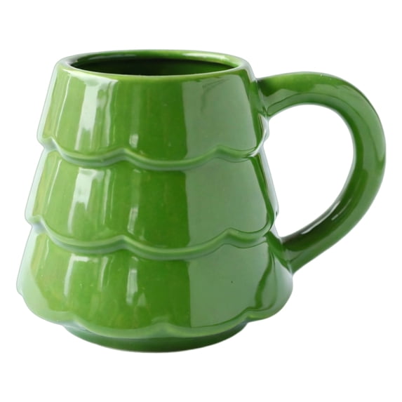 Tree House Side View 300ml Holiday Tree Coffee Cup with Tiered Profile and Side Grip for ...