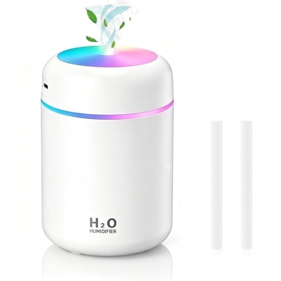 AIRFIRE Humidifier 300ml, USB Desktop Humidifiers with Night Light, Quiet Cool Mist Humidifier for Bedroom, Office, Desk