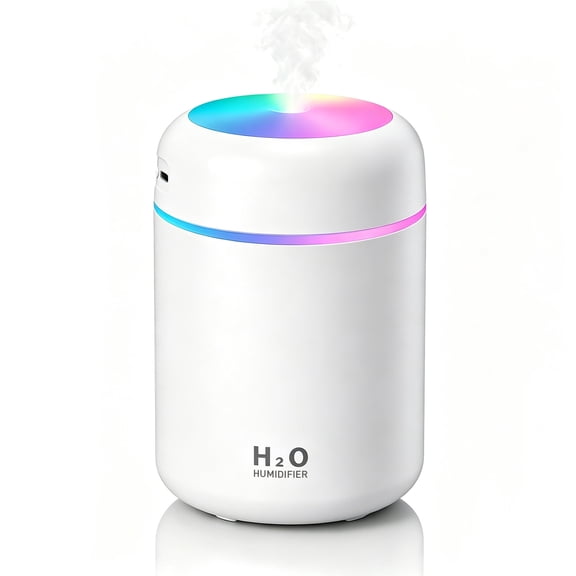 AIRFIRE Humidifier 300ml, USB Desktop Humidifiers with Night Light, Quiet Cool Mist Humidifier for Bedroom, Office, Desk