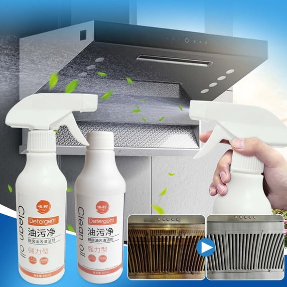 300ml Kitchen Oil Stain Remover Spray,Range Hood Stove Exhaust Fan Cleaner,Powerful Degreaser Decontamination Spray,Non Corrosive Safe Formula,Multi Use Kitchen Cleaning Tool