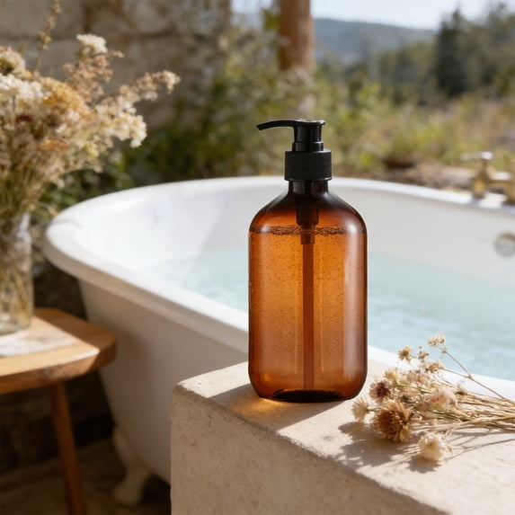 300ml Liquid Soap Dispenser Pump Bottle 300ml | Refillable Plastic Shower Gel & Hand Wash Container for Bathroom Kitchen Countertop