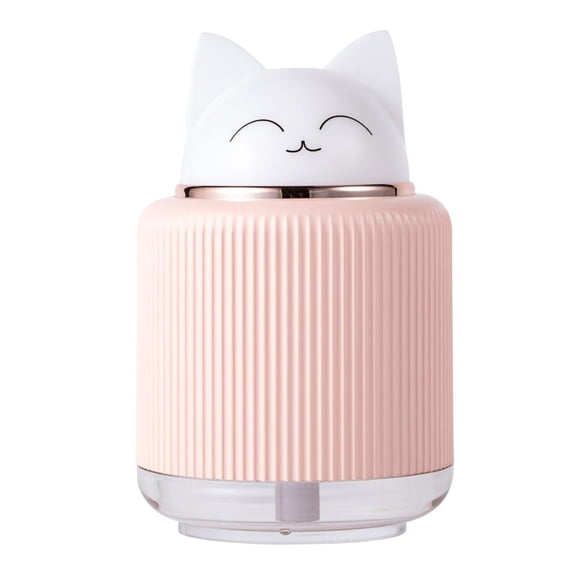 300ml Mini Cat Humidifier with Night Light – USB Portable Cool Mist Diffuser, Quiet Air Humidifier with Dual Spray Modes for Bedroom, Office & Car