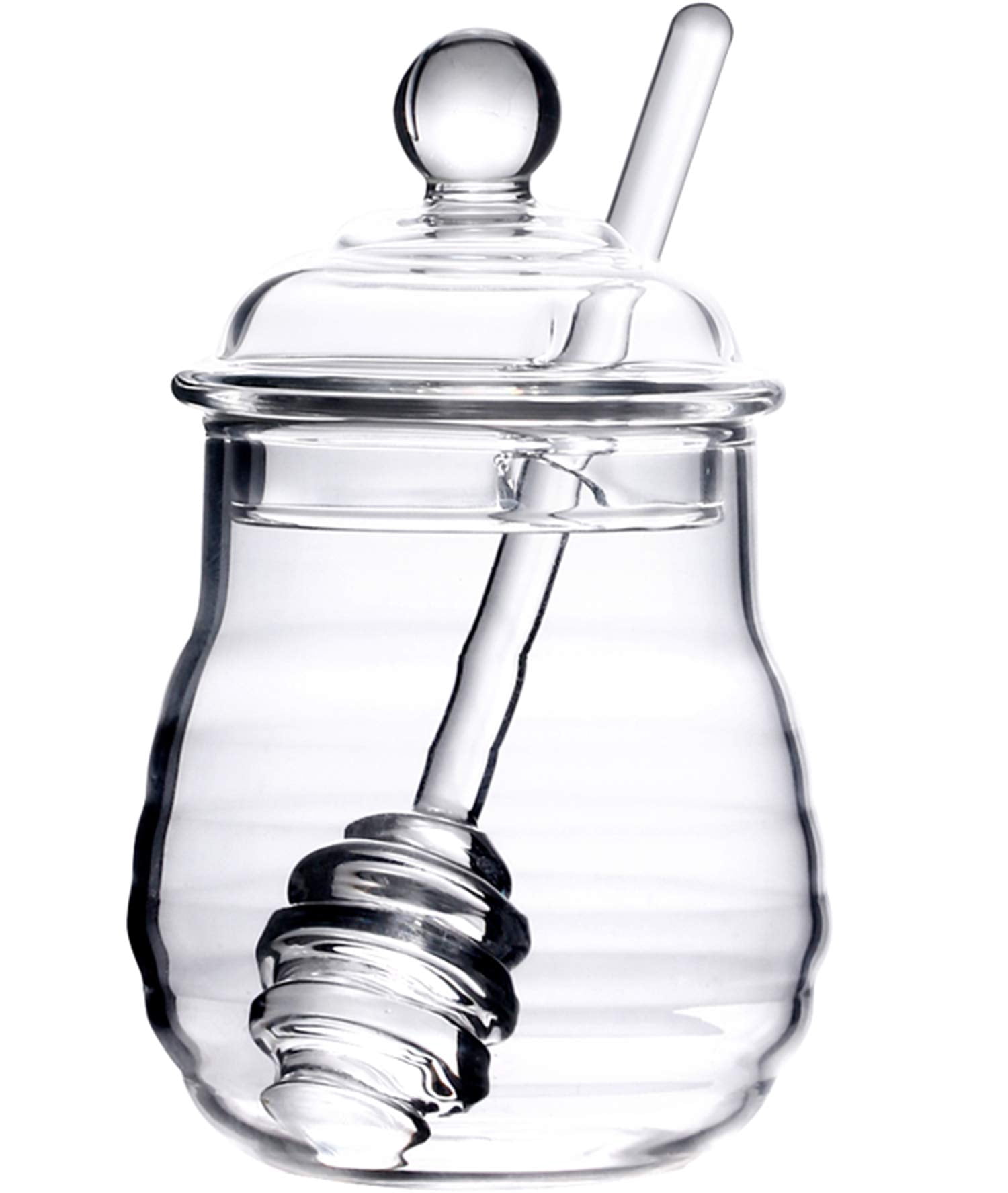 300ml Mixing Spoons Honey Dispenser Honey Pot with Dipper, Glass Jar Pot Jar Syrup s Glass for Restaurant Kitchen Home Decoration Storage Containers