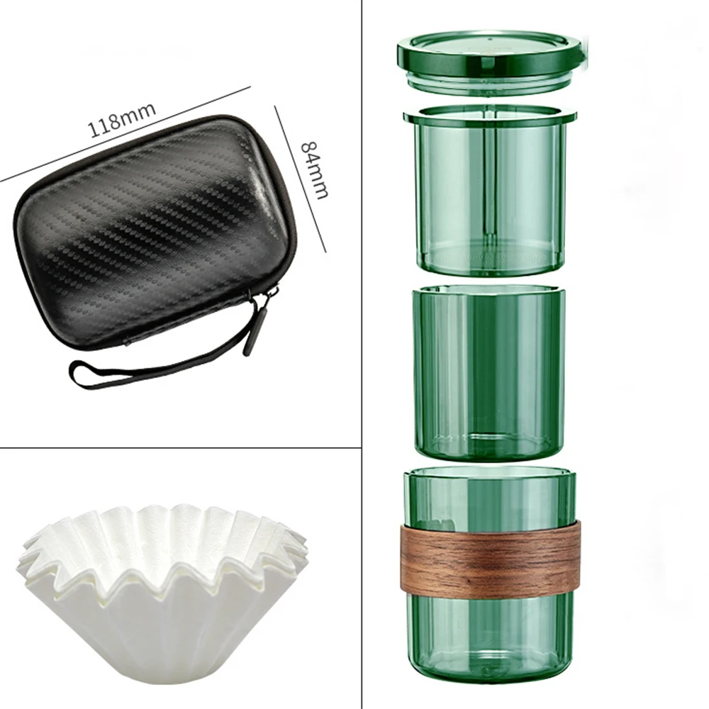 300ml Portable Threeinone Hand Brew Coffee Pot Filter Cup Set