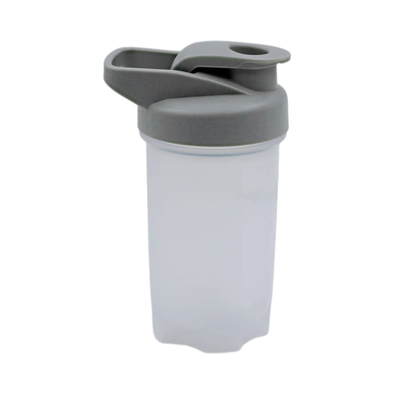 300ml Protein Shaker Bottle, Plastic Mixing Cup with Scale Flip Lid and Built In Mixer for Gym Travel, Gray