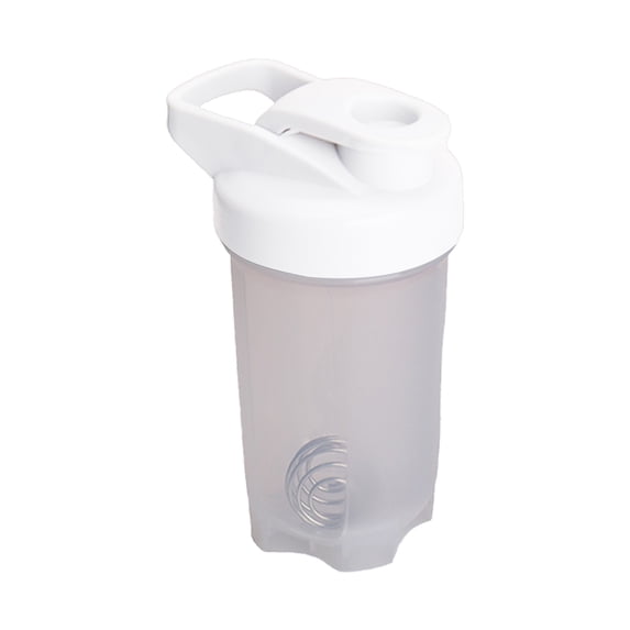 300ml Protein Shaker Bottle, Plastic Mixing Cup with Scale Flip Lid and Built In Mixer for Gym Travel, White