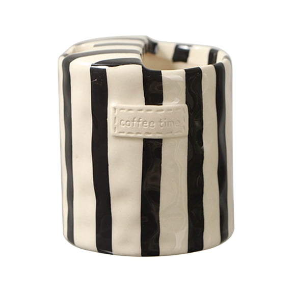 300ml Retro Striped Hand-Painted Ceramic Mark Hand-Held Cup, Hand-Painted Striped Coffees Mug, Heat-Resistant Non-Slip Double-Enjoy Cup for Milk Coffee Juice Latte Hot Cold Drinks cups