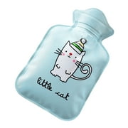 300ml Reusable PVC Hot Water Bottle Lovely Cat Printed Mini Hot Water Bag Hand Warmer (Random Color and Pattern)