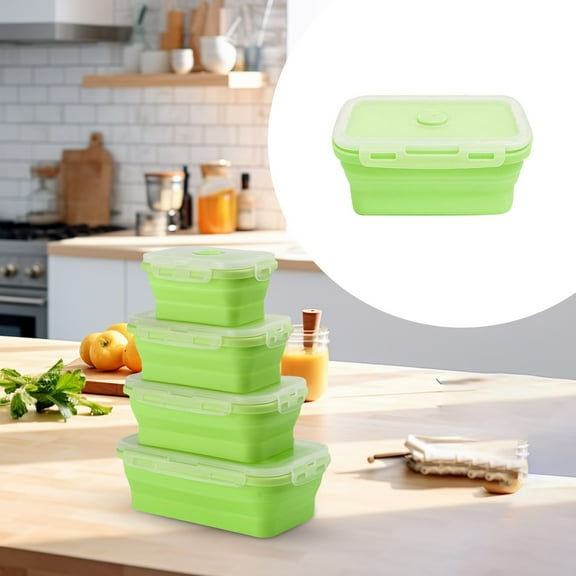 300ml Silicone Collapsible Food Storage Containers with Lids, Microwave & Freezer Safe, Green, for Kitchen and Travel,kitchen sink backpack,silicone food storage containers
