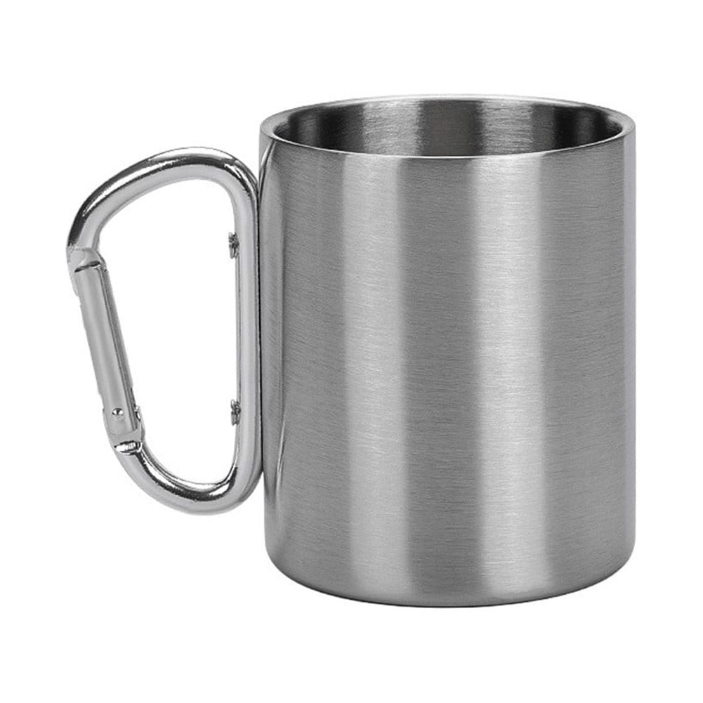 300ml Stainless Steel Camping Mug Outdoor Camping Coffee Cup Carabiner Cup Stainless Steel Double Layer Camping & Hiking Mug