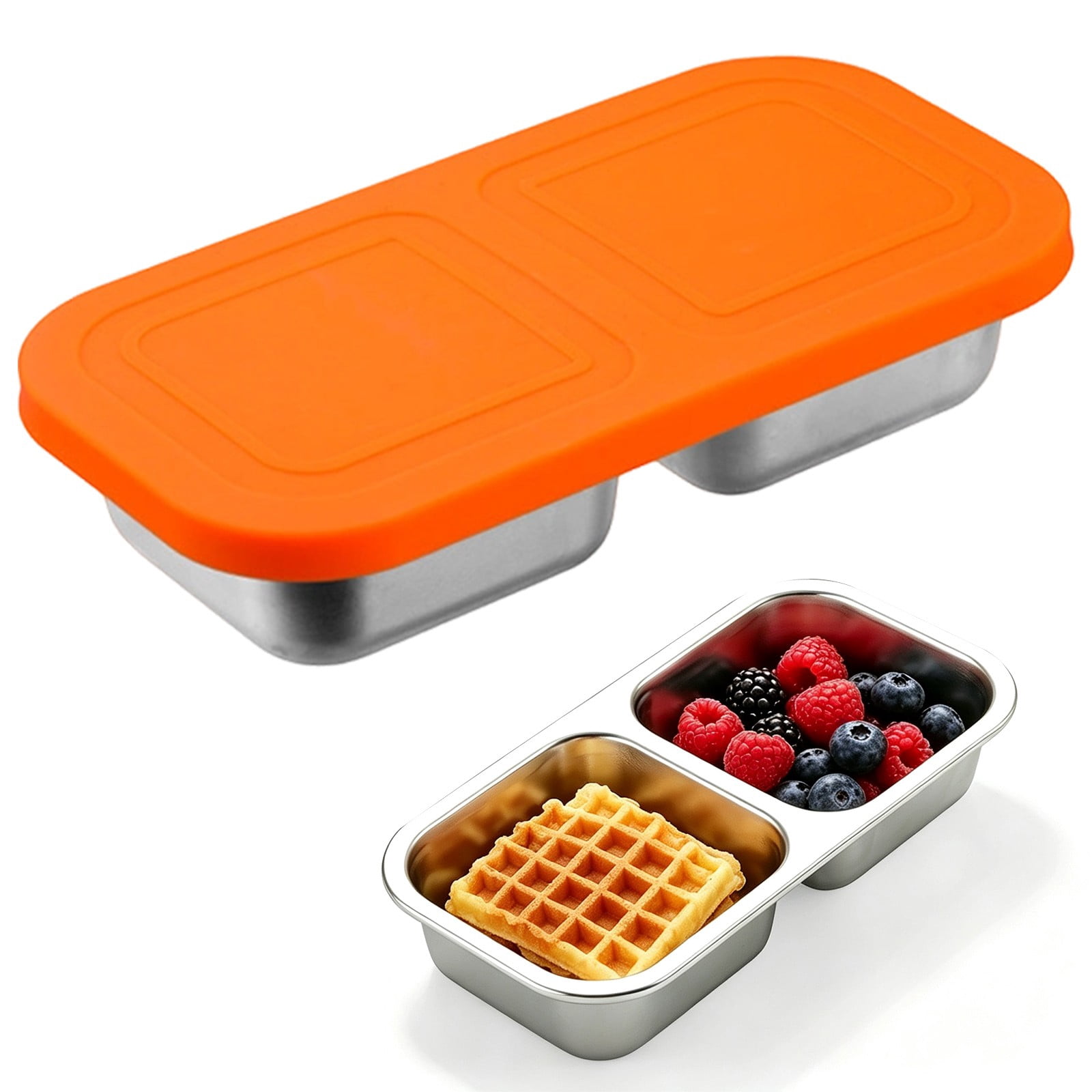 300ml Stainless Steel Snack Container with Silicone Lid, Leakproof ...