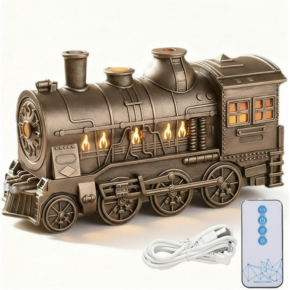 300ml Train Essential Oil Diffuser, Vintage Steam Aromatherapy Humidifier with Timer
