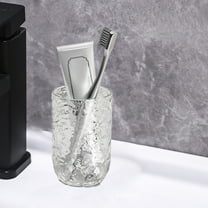 300ml Transparent Glacier Pattern Tooth Cups - Large Capacity Couple Wash Cups, Food-Grade Plastic Household Bathroom Cups, Durable Reusable Drinking Cups