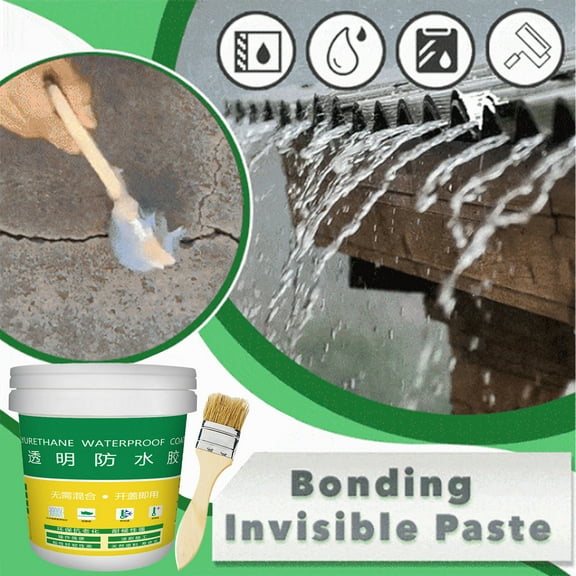 300ml Transparent Waterproof Sealant With Brush Water Based Polyurethane Paintable Leak Proof Coating For Roof Leaks Concrete Crack Repair And Wall Waterproofing