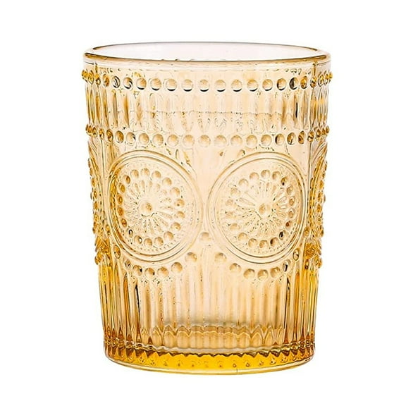 300ml Vintage Water Glasses, Romantic Drinking Glasses, Glassware Set for Juice, Beverages, Beer, CocktailAmber