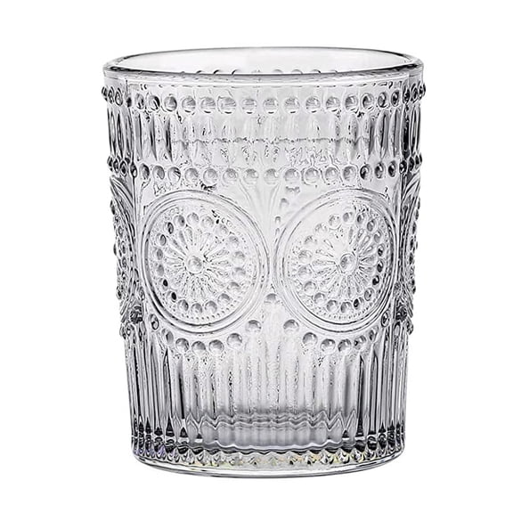 300ml Vintage Water Glasses, Romantic Drinking Glasses, Glassware Set for Juice, Beverages, Beer, CocktailLight gray