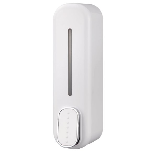 300ml Wall Mounted Soap Dispenser Manual Press Premium ABS Transparent Window for Bathroom Kitchen Hotel White 9.84 x 2.76 x 3.94 inches-