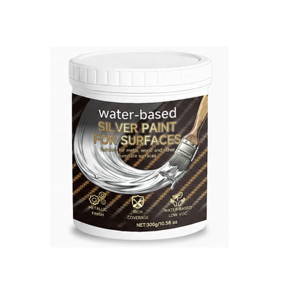 300ml Water-Based Metallic Silver Paint, Multi-Coating Refinishing Liquid, Wood Metal Furniture Surface Restorer