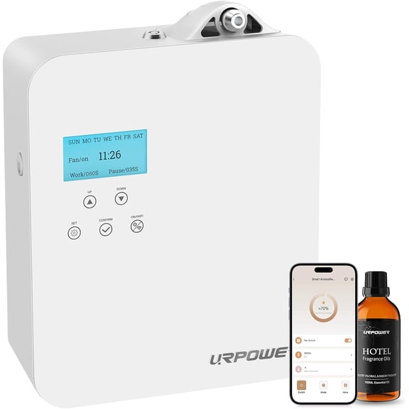300ml Waterless Nebulizing Scent Up to 3000 Sq Ft, Smart APP Control HVAC/Wall Cold-Air Aromatherapy Machine with Lockable Oil Bottle for Home/Office/Hotel Starter Oil Included