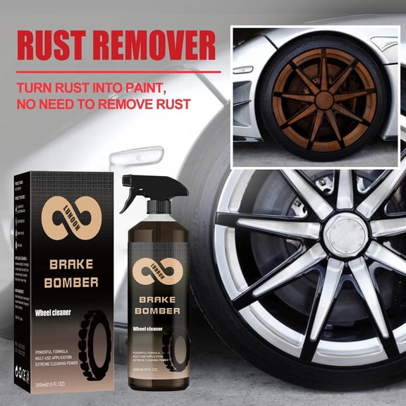 300ml Wheel and Tire Cleaner Spray, Powerful Brake Dust Grime Remover, Non Acidic Safe Formula, Multi Wheel Type Cleaning Solution for Car Truck SUV Rim Tire Deep Washing Protection