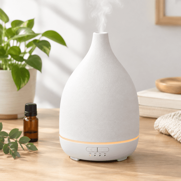 300ml White Base Large Ceramic Oil Diffuser For Home Ambiance