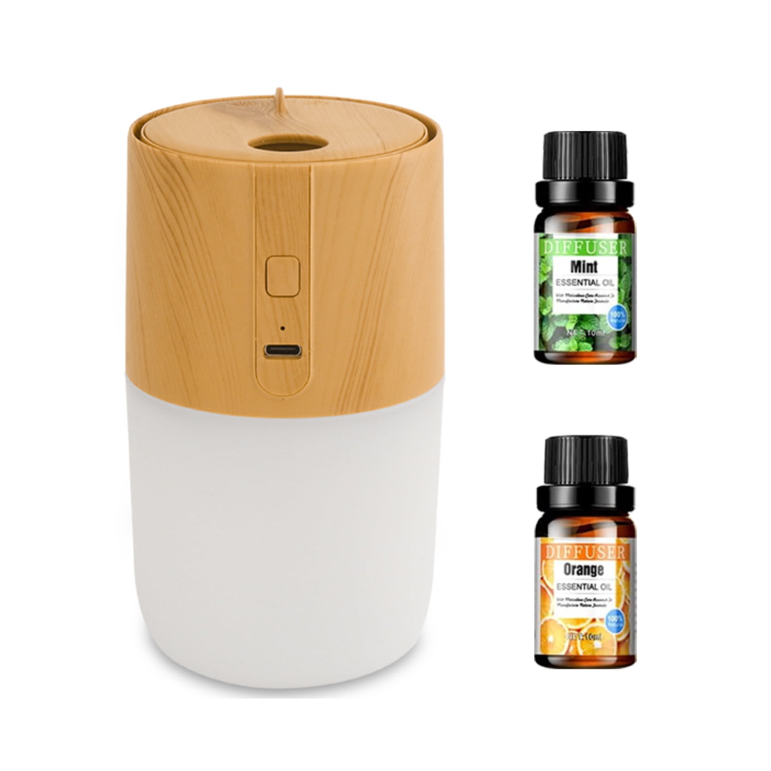 300ml Wood Grain Aromatherapy Diffuser with 7-Color LED 2 Modes ...